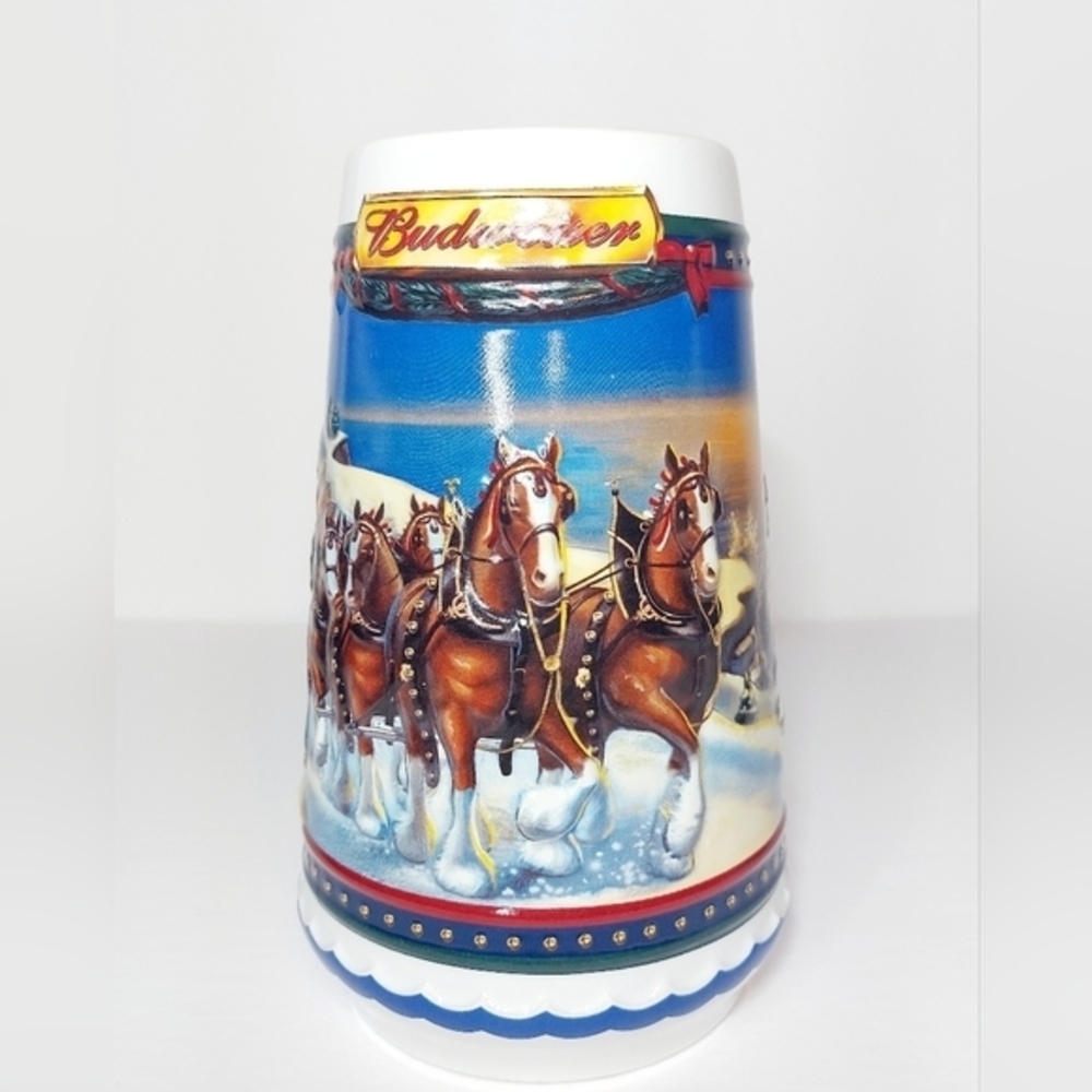 Vtg 2002 Budweiser‎ Clydesdale Holiday Collectable Stein